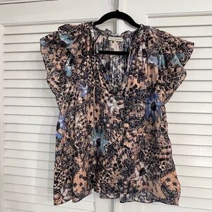 Ulla Johnson Black and Blue Floral Blouse
